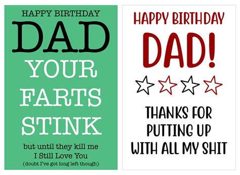 5 Free Printable Birthday Cards for Dad