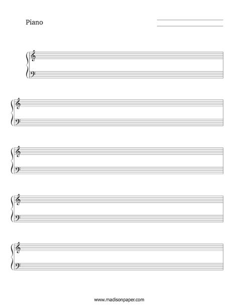 Free Printable Blank Piano Sheet Music for Beginners