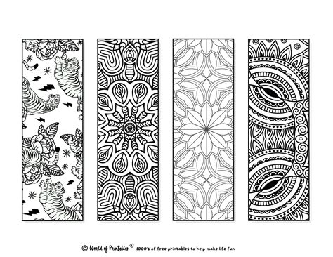 Printable Bookmarks To Color 120 For Adults Kids World Of Printables