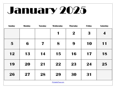 Get Your Free January 2025 Printable Calendar PDF