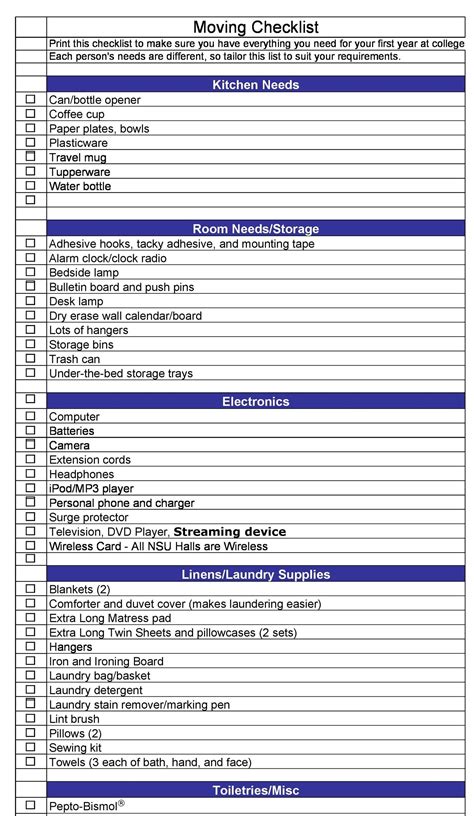 Printable Moving Checklist for a Stress-Free Move