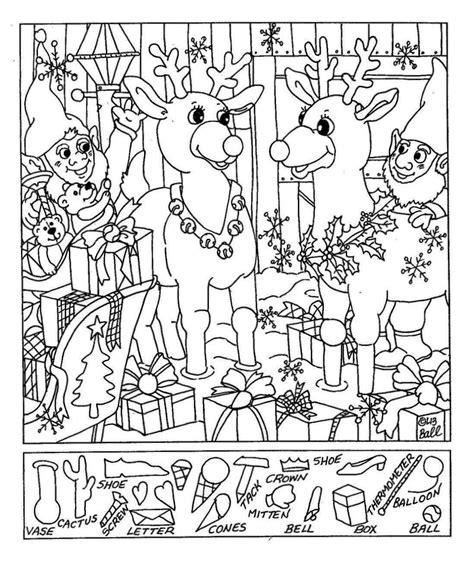 Printable Christmas Coloring Pages Seek And Find Kids Holiday Activities Winter Hidden Object Coloring Pages Etsy