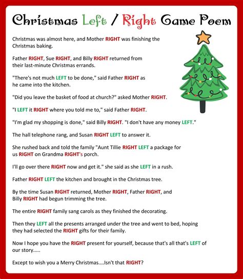 Christmas Fun: Printable Right Left Game for Kids