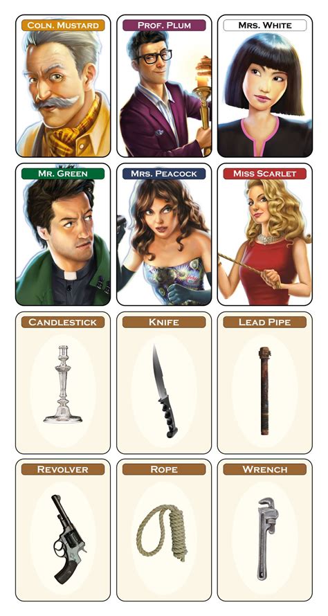 Printable Clue Game Cards