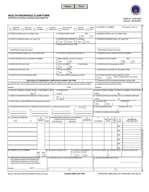 Printable Cms 1500 Form Avera Health Printable Forms Free Online