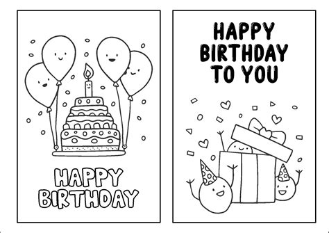 Printable Coloring Birthday Card