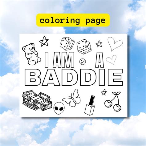 Printable Coloring Page For Adults Baddie Coloring Page Etsy Ireland