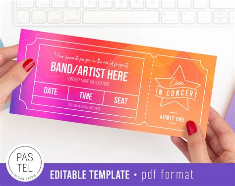 Printable Concert Ticket Gift Surprise Editable Template Etsy In 2022