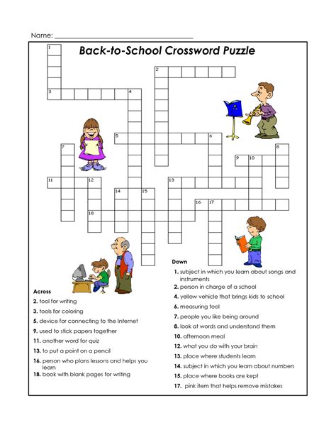 Printable Crossword Puzzles For Elementary Students Printable Crossword Puzzles