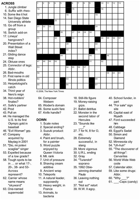 LA Times Printable Crossword Puzzles for Fun