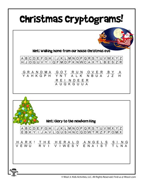 Printable Cryptograms Worksheets Christmas Secret Code Puzzle Woo