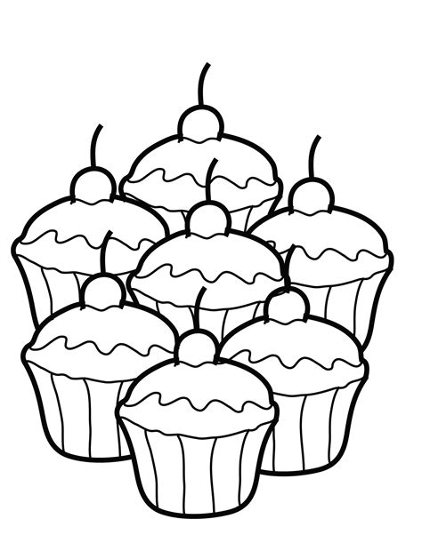 Colorful Cupcake Pictures to Print and Color