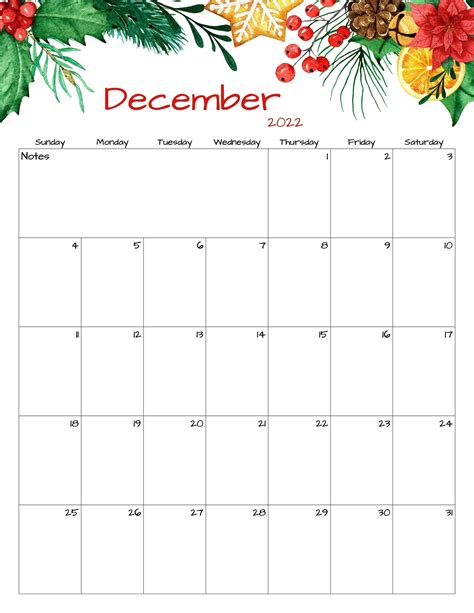 Printable December 2022 Calendar Style 1 Printable December Calendar