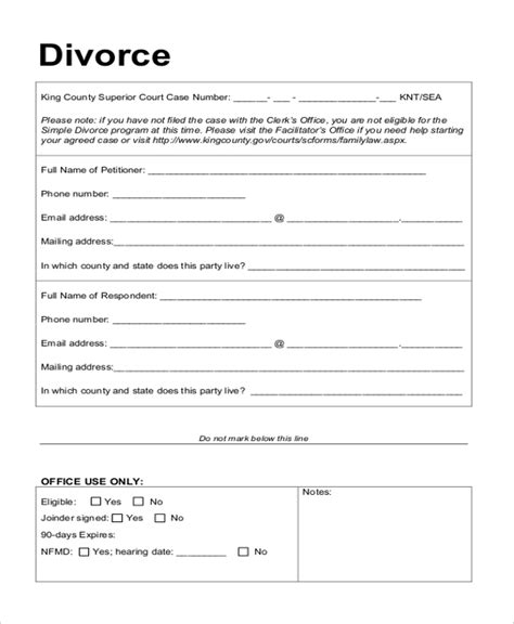 5 Free Printable Divorce Forms You Can Use Today