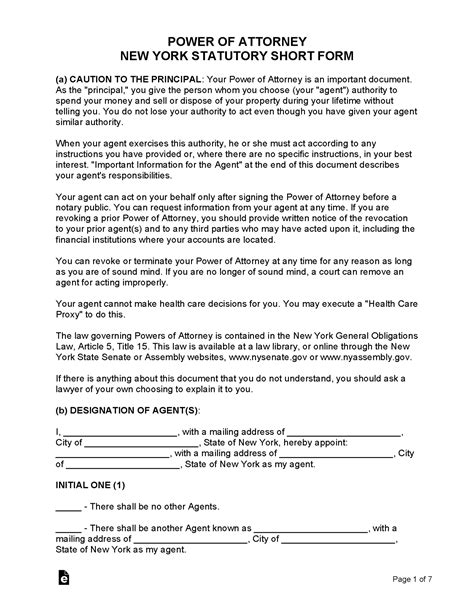 Printable Durable Power Of Attorney Form New York Printable Forms