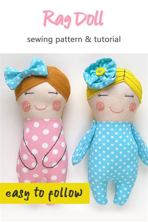 Printable Easy Soft Rag Doll Sewing Pattern Doll Sewing Patterns Fabric Doll Pattern Rag