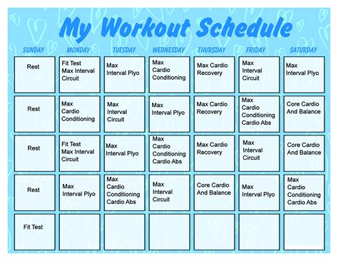 7-Day Printable Exercise Calendar Templates