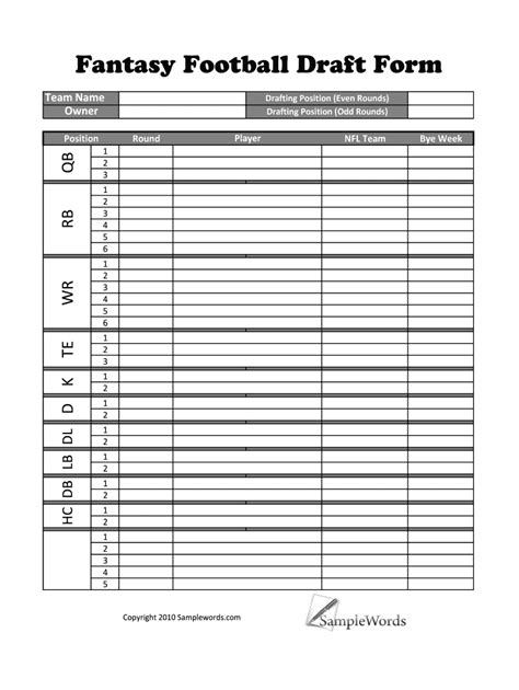 5 Ways to Win with Printable Fantasy Lineup Sheets