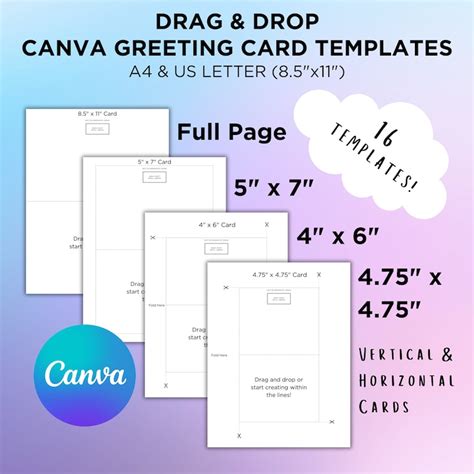 Printable Greeting Card Canva Template Bundle 5X7 4X6 Editable Drag And