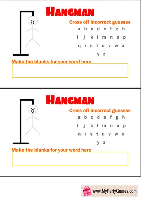 Printable Hangman Games For Kids