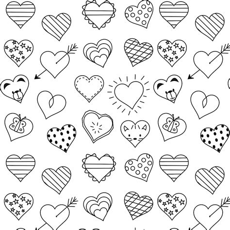 Printable Hearts Coloring Pages