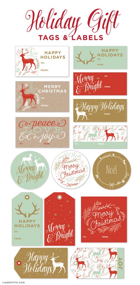 Printable Holiday Gift Labels Tags By The Lia Griffith Studio Free