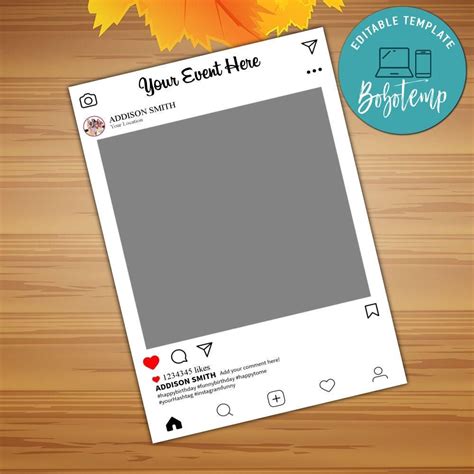 Printable Instagram Party Photo Booth Frame Instant Download Createpartylabels