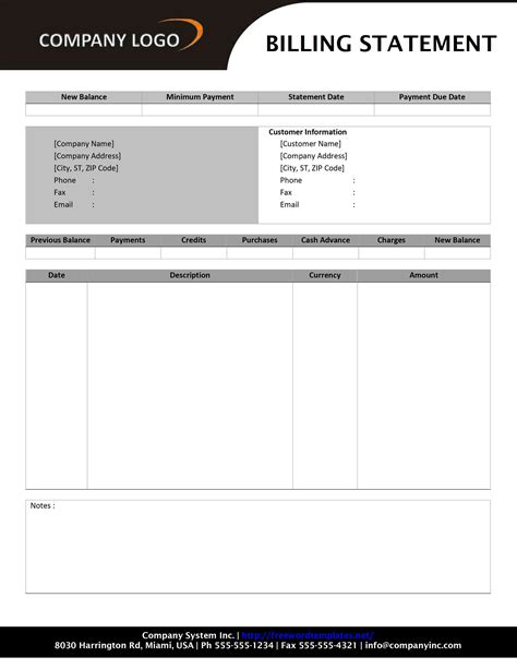 Printable Invoice Statement Form Printable Forms Free Online