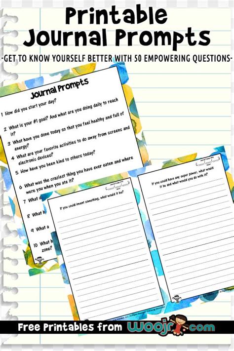 Printable Journal Prompts For Kids Amp Teens Woo Jr Kids Activities Children Amp 39 S Publishing