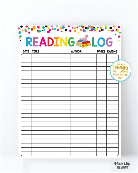 Printable Kids Reading Log Daily Reading Log For Children Etsy Canada In 2022 Reading Log