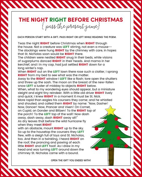 Printable Left And Right Christmas Game