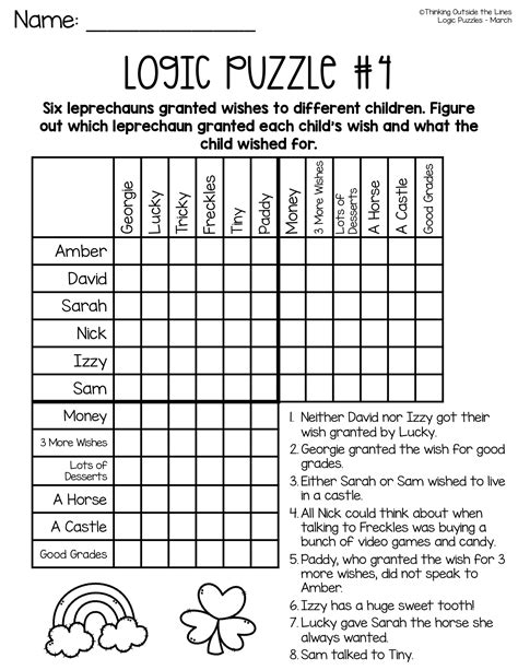 20 Free Printable Logic Puzzles to Challenge Your Brain