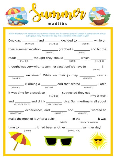 Free Printable Mad Libs for Kids and Adults Fun