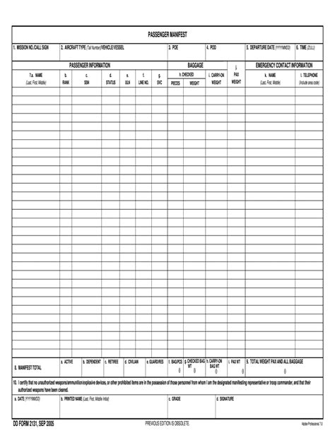 Free Printable Shipping Manifest Template Download