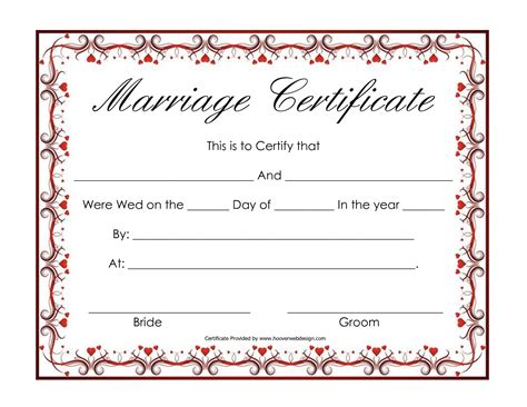 5 Free Printable Marriage Certificate Templates