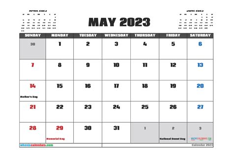 Printable May 2023 Calendar Free 12 Templates