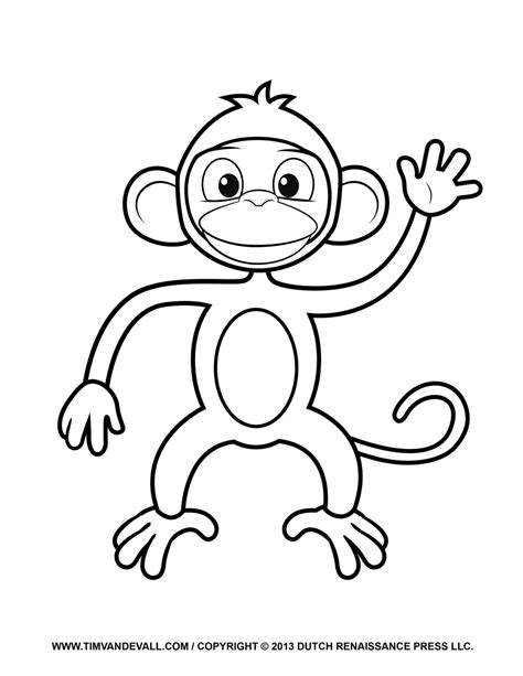 Printable Monkey Clipart Coloring Pages Cartoon Crafts For Kids