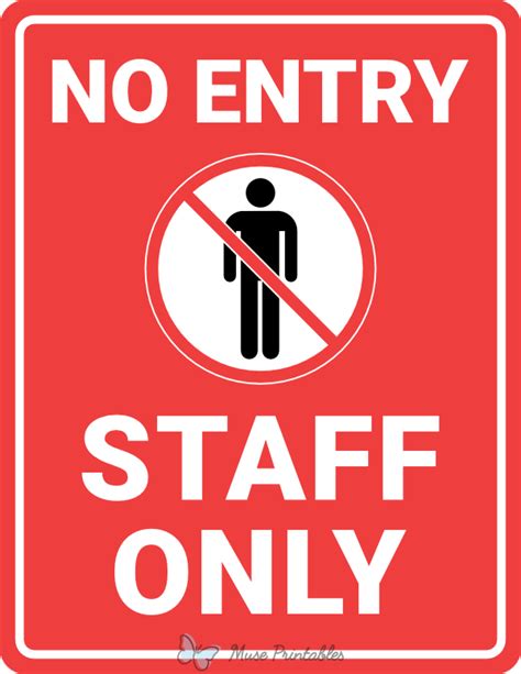 Printable No Entry Staff Only Sign