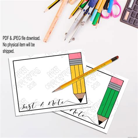 Printable Notecards For Back To School Blank Card Set Etsy