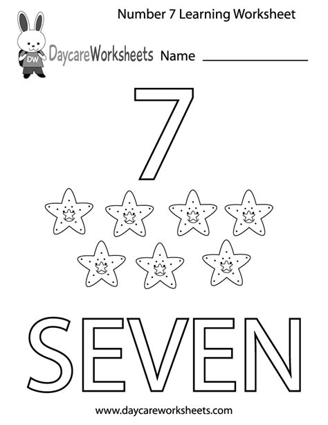 Printable Number 7 Learning Worksheets