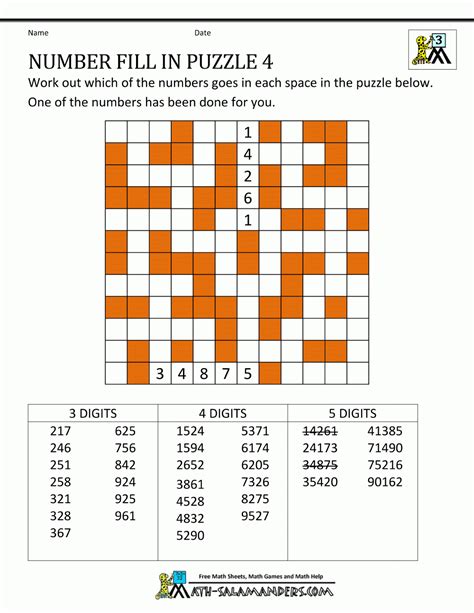 Printable Number Fill It Ins