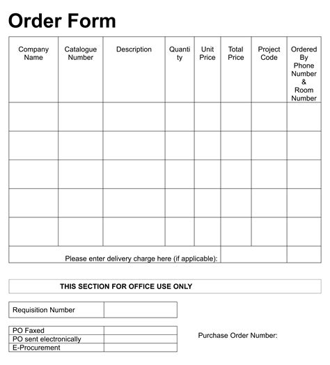 Free Printable Order Form Template for Your Business