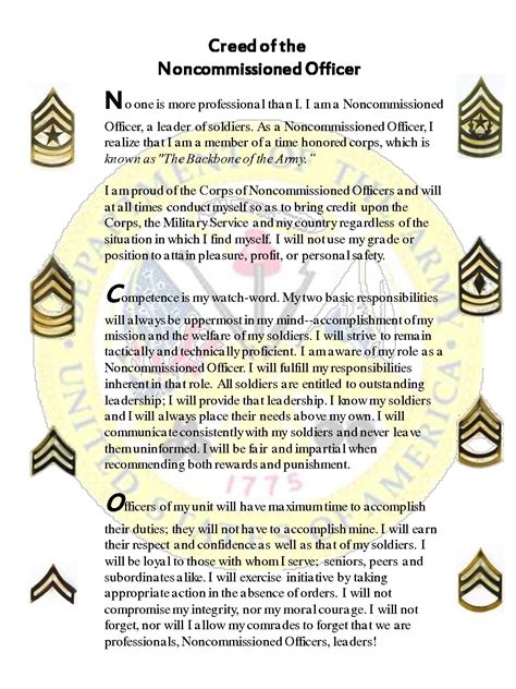 Printable Pdf Nco Creed