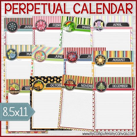 Printable Perpetual Calendar Date Organizer Perpetual Etsy