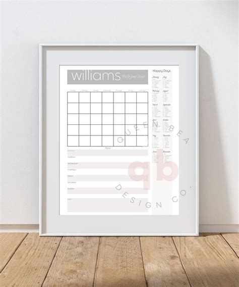 Printable Perpetual Calendar Instant Digital Download Sustainable