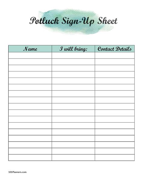 5 Easy Potluck Sign Up Sheet Templates to Try