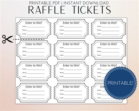 Printable Raffle Tickets Raffle Ticket Template Enter To Win Printable Simple Raffle Ticket