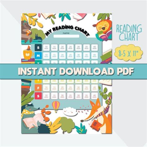 Printable Reading Chart For Kids Reading Habit Tracker Homework Chart 8