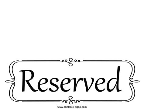 Printable Reserved Sign Template Free Printable Signs