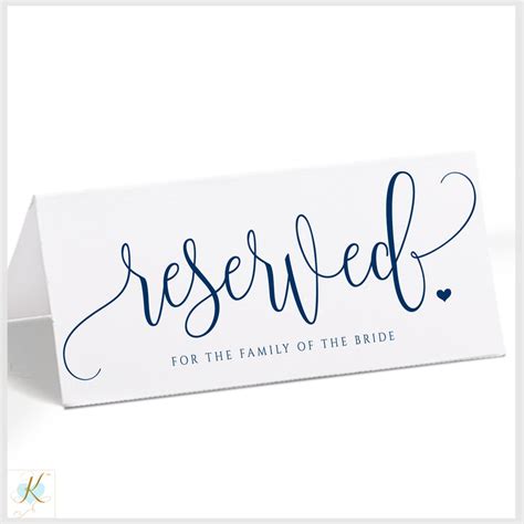 Printable Reserved Signs Editable Color Rustic Calligraphy With He